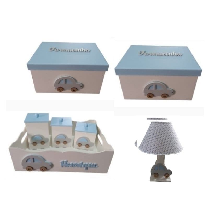 kit higiene mdf 7 peças carrinho