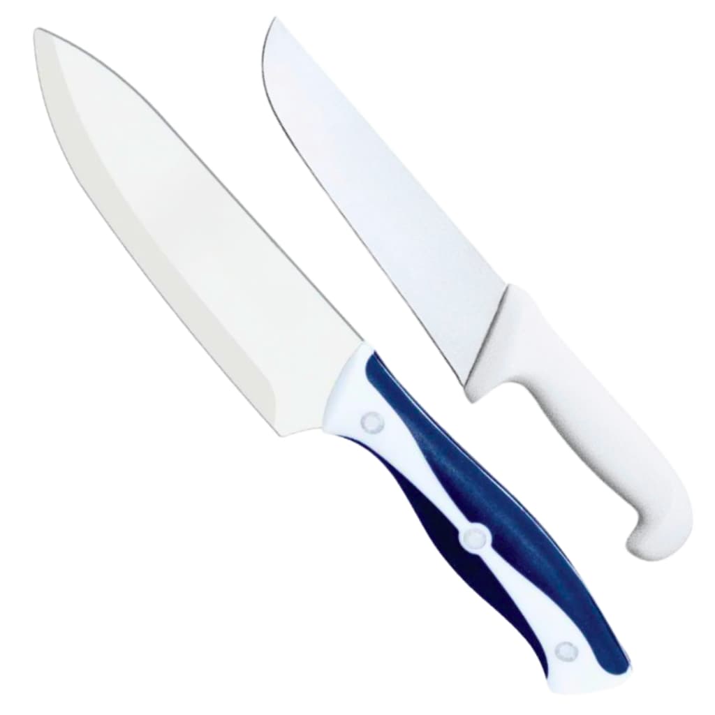 KIT Facas Cozinha Cabo Plástico - 8 e 10 Polegadas