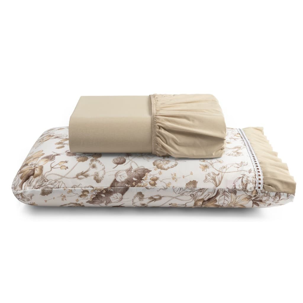 Kit Jogo Lençol 100% Algodão Cama Solteiro 2 Peças Estampados Com Babadinho Percal 180 Fios