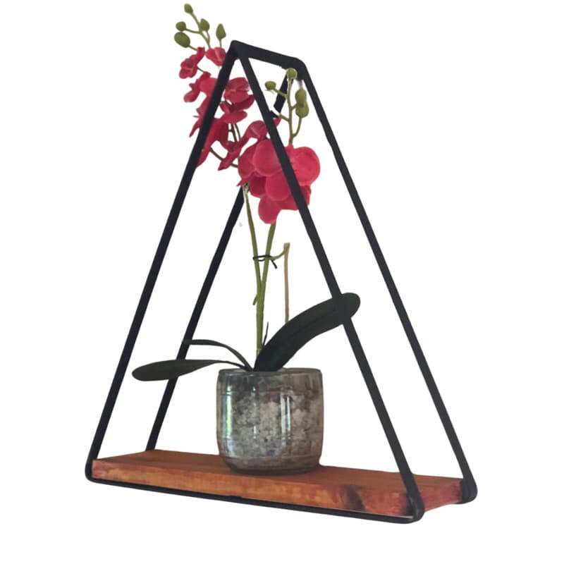 Prateleira nicho industrial nicho decorativo em ferro e tábua triangulo