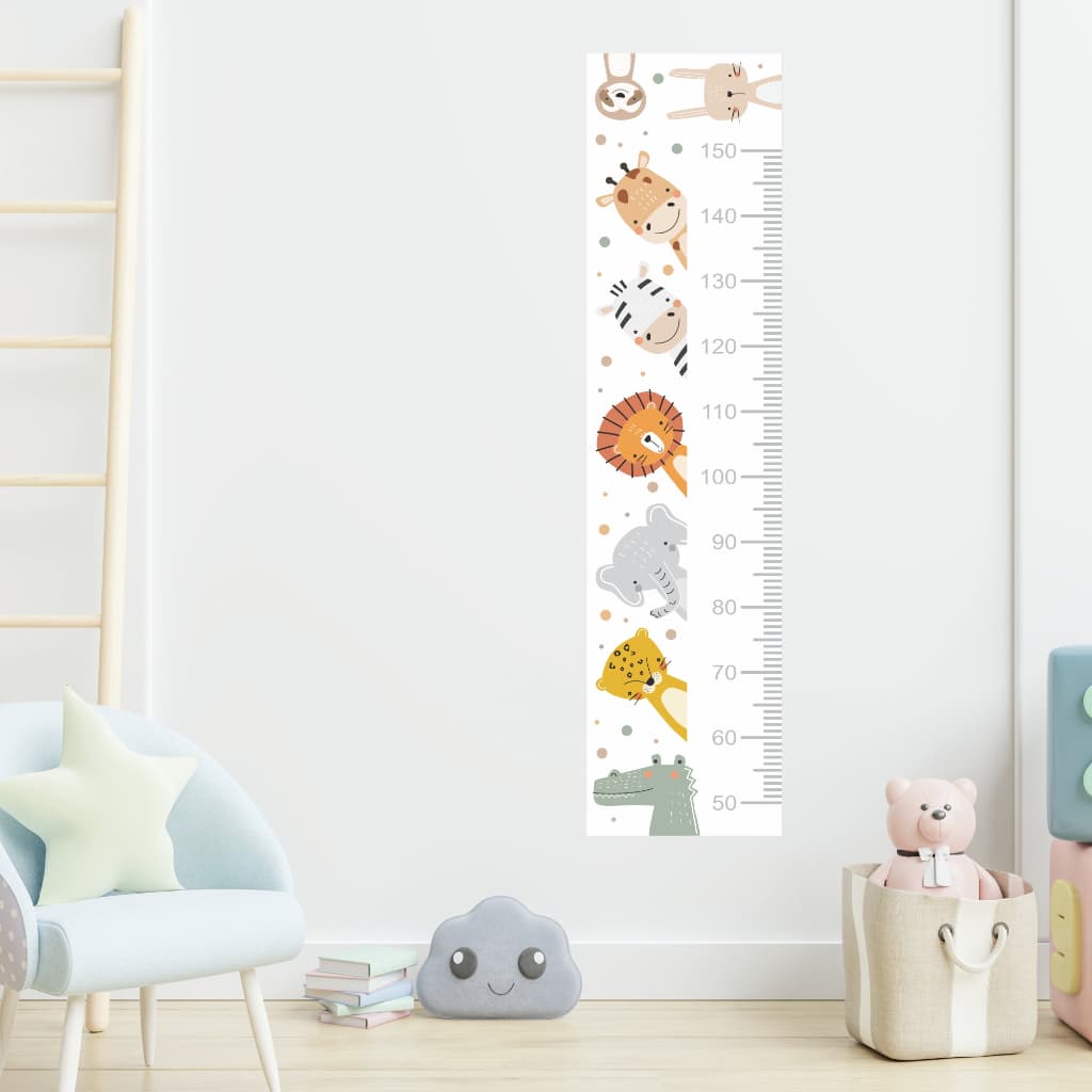 Adesivo parede infantil régua medidora crescimento Bichinhos Baby Boho Safari para quartinho de bebê