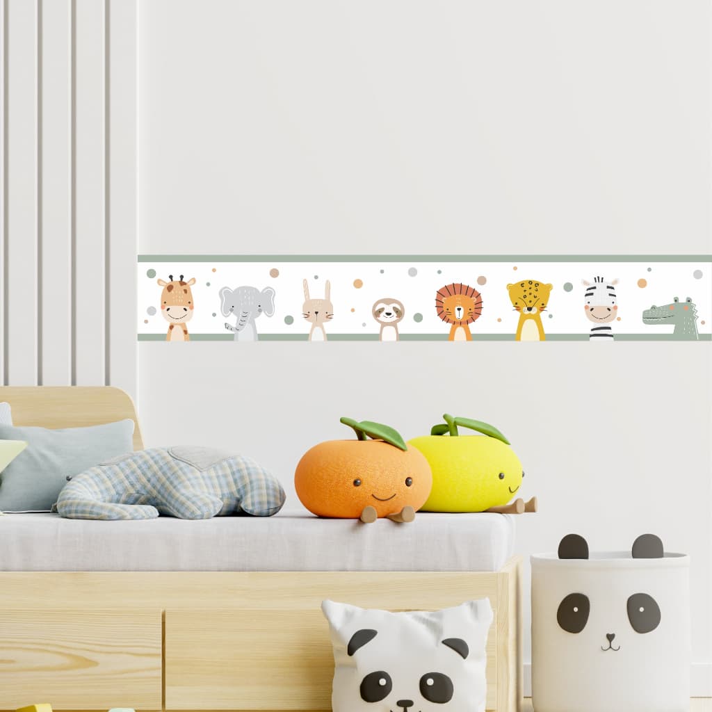 Faixa Adesiva Decorativa Bichinhos Safari Boho Escandinavo para quarto bebê Menino papel de parede