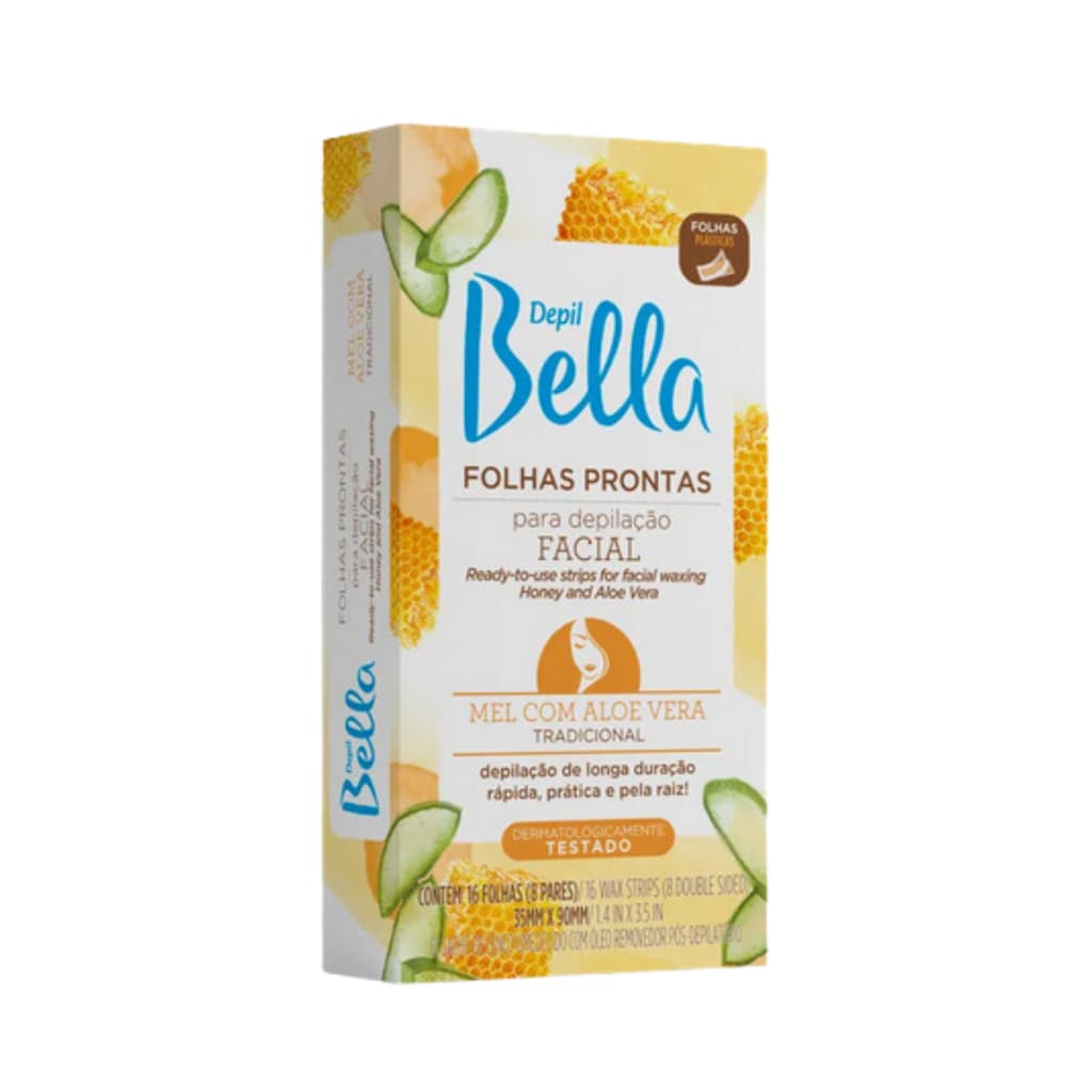 Depil Bella 16 Folhas Prontas Facial Mel Com Aloe Vera