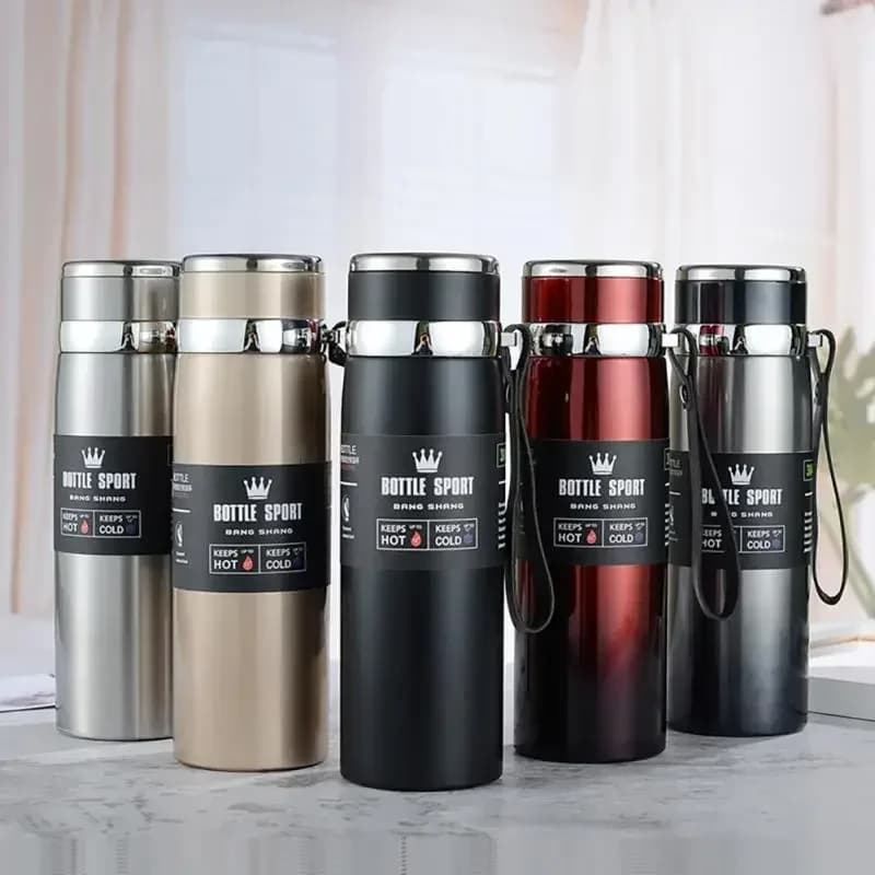 Garrafa Inox Térmica Com Infusor De Água Café Parede Dupla Com Alça Vacuum