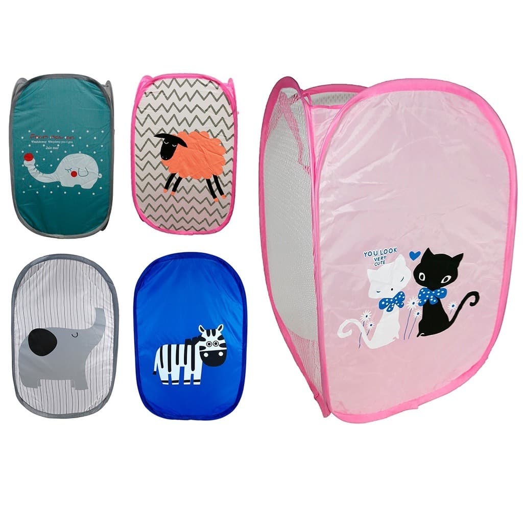 Cesto Organizador de Roupa Suja Brinquedos de Nylon Dobrável 53x33