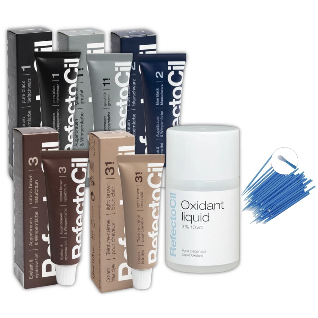 Kit Tinta Coloração Refectocil + Oxidante Líquido 3%10Vol Para Sobrancelhas e Cílios