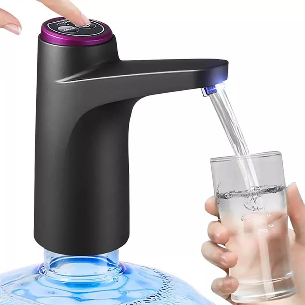 Bomba Elétrica De Galão Universal Com Carregamento USB Para Galão Garrafão D'Água Preto