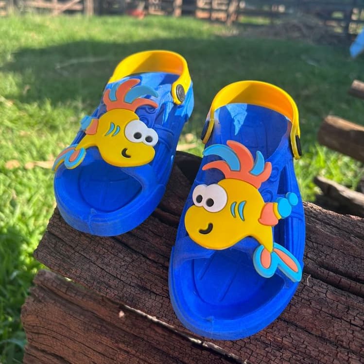 Sandália Papete Infantil Menino Peixinho Antiderrapante Confortável Masculino