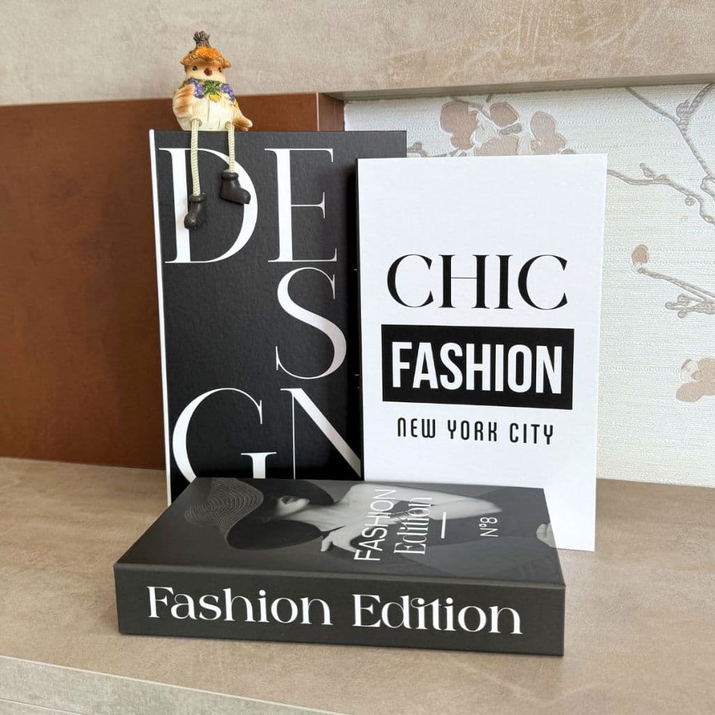 Livro Falso Decorativo Design Clean Fake Kit 3 Caixa Organizadora Porta Objetos