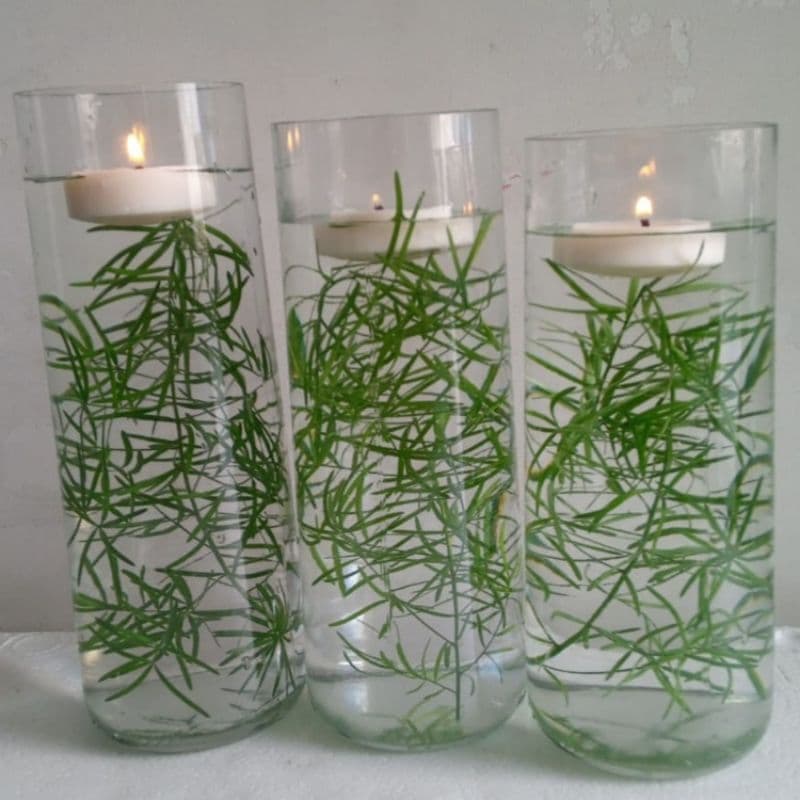 kit 3 vasos de vidro 18,19 e 20 cm decorativos vidro transparente decoração arranjo de mesa