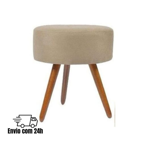 Puff Redondo Decorativo Banqueta Para Sala Quarto Sala De Estar Recepção Pés Palito - BELIM