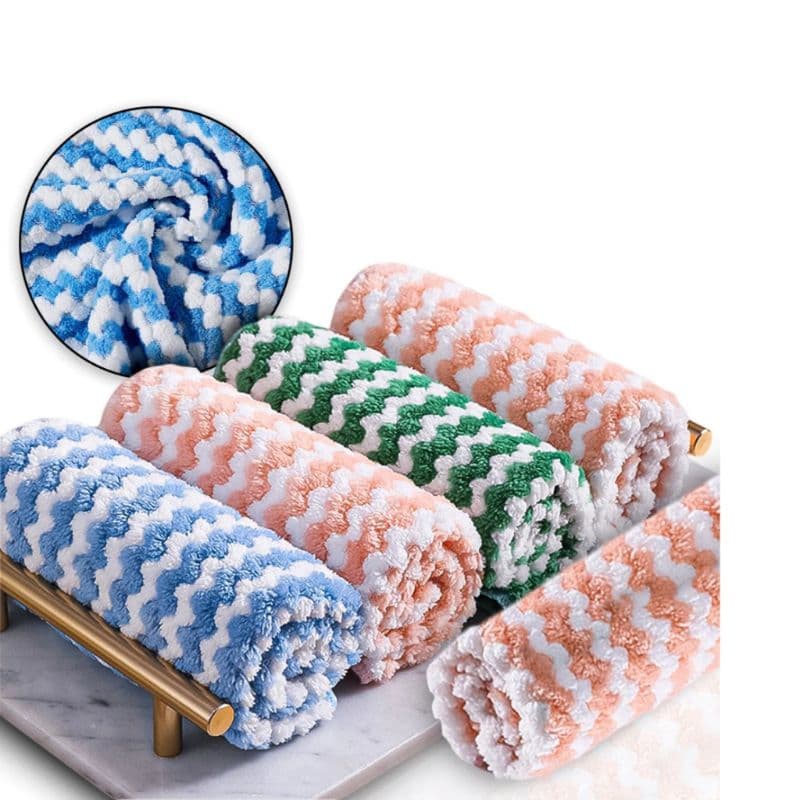 Kit 10 Panos Listrado Microfibra Mágico para Limpeza Reutilizável Absorvente De água 25x25cm
