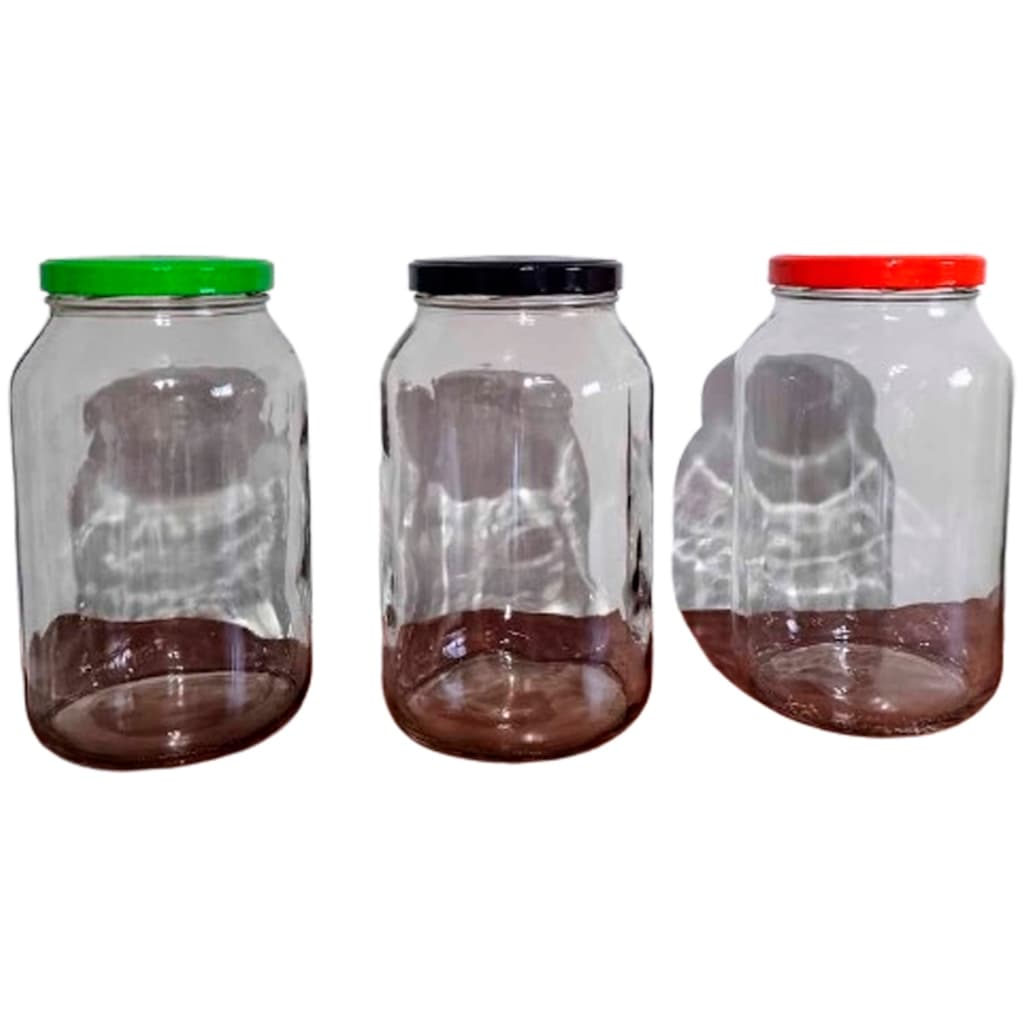 Kit 3 Potes De Vidro 3L Para Mantimentos