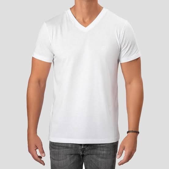 CAMISETA MASCULINA GOLA V BÁSICA LISA 100% ALGODÃO UNISSEX