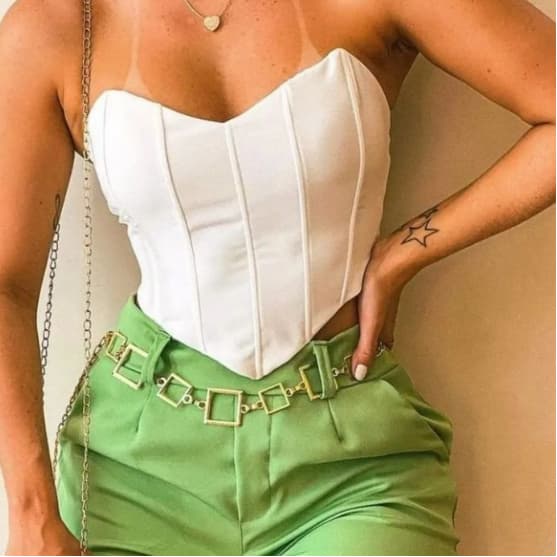 Cropped Corset Tomara Que Caia Com Bojo Ponta De Bico Morcego Corselete