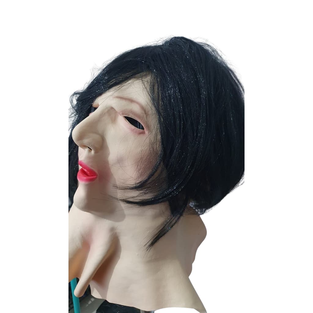 Peruca Cabelo Curto Liso + Máscara de latéx realista