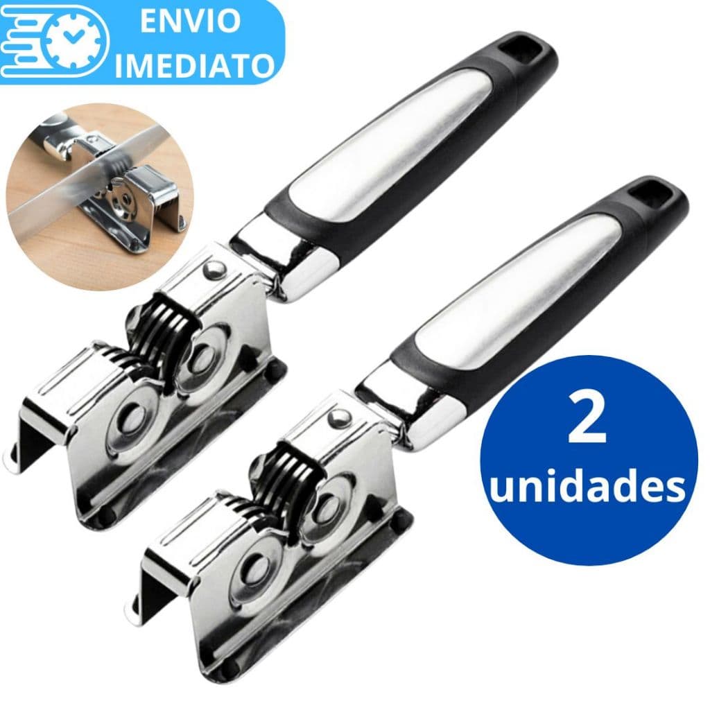 KIT 2 Afiador Amolador de Facas de Aço Inox Profissional para Casa Restaurante Resistente 3 Laminas