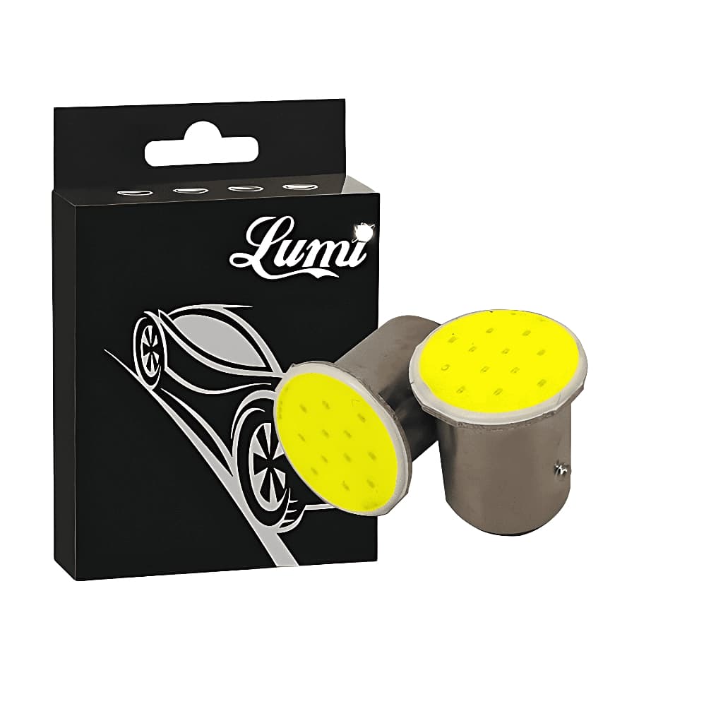 Kit Par De Lampadas Super Led BA15S 1156 p21w 12 Cob Leds Para Ré Placa Carro 6000K 12v branco Efeito Xenon