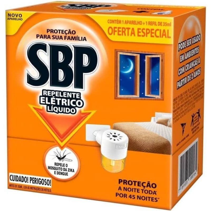 Repelente Elétrico Líquido 45 Noites Aparelho + Refil 32,9ml SBP