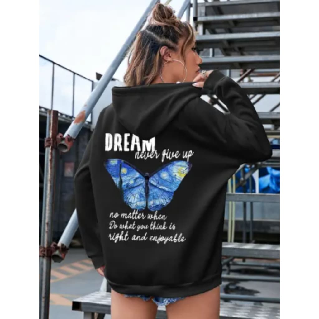 Moletom Canguru Capuz Borboleta Cartoons Casaco Blusa de Frio Algodão Unissex Casual Promoção