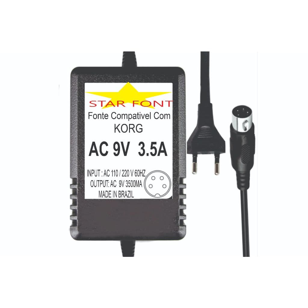 Fonte AC 9V 3.5A Para Teclado e Piano Digital Korg