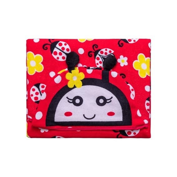 Toalha com Capuz e Forro de Fralda Joaninha Baby Joy - Envio Imediato