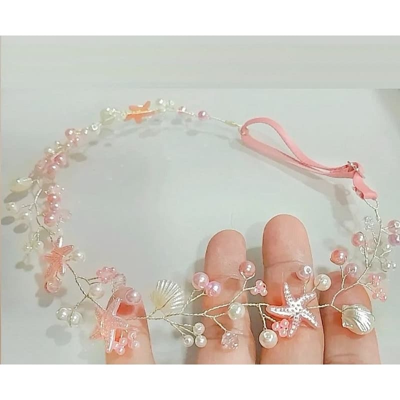 headband de estrela e conchas do mar / arranjo de cabelo festa infantil fundo do mar  Ariel
