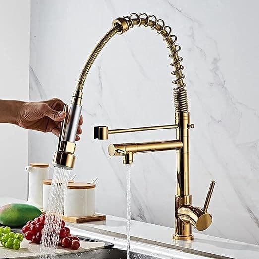 Torneira de Cozinha Gourmet 100% Metal Altíssima Qualidade Duas Opções de Jatos e Haste Flexível