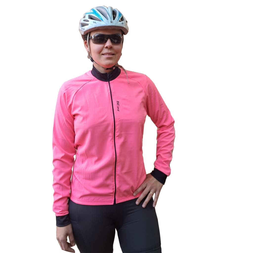 Jaqueta Corta Vento Ciclismo Impermeável Rosa Fluorescente