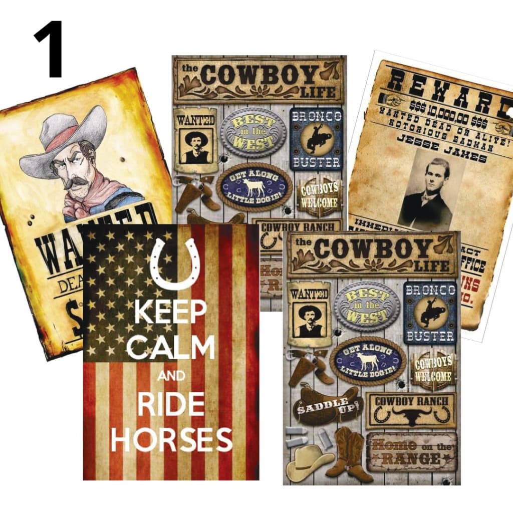 Conjunto com 5 quadros country para decoração de alta qualidade feito em MDF Adesivados
