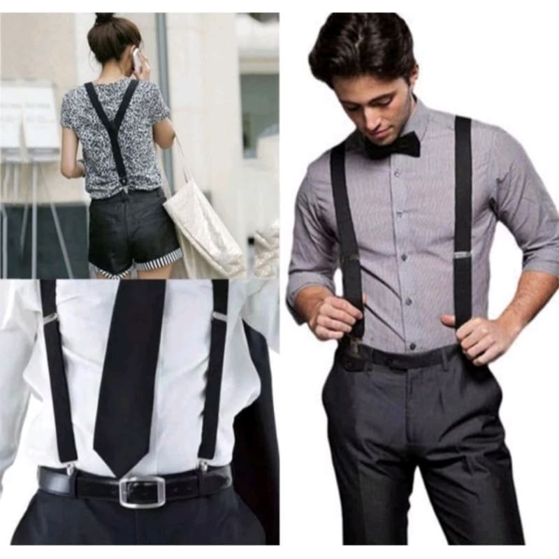 Kit Suspensório  preto com gravata borboleta para casamento padrinhos e noivos