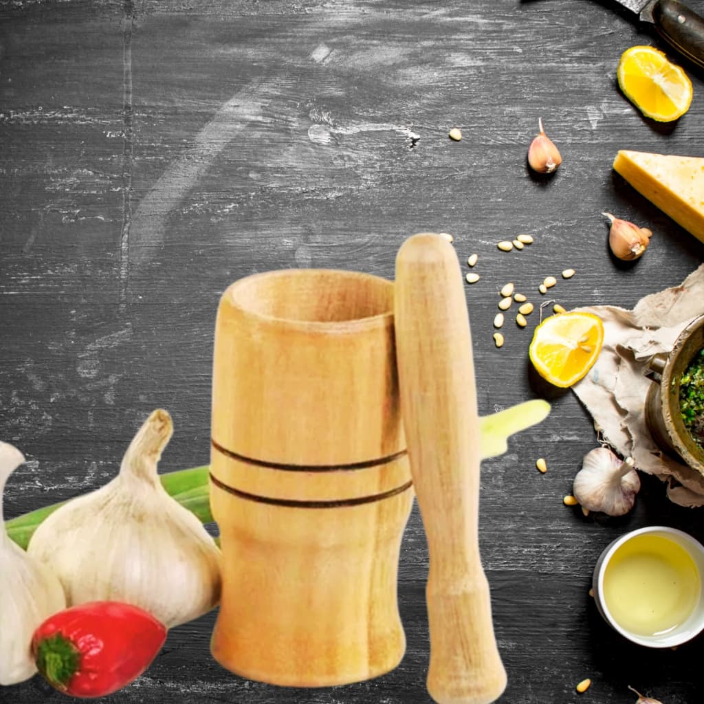 Pilão Socador de Alho Tempero Pimenta Cozinha Madeira Domestico Restaurante Bar