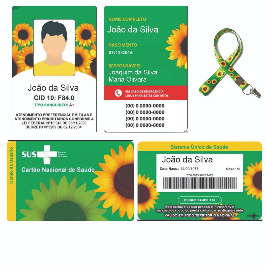 Crachá Girassol + cartão do SUS Personalizado
