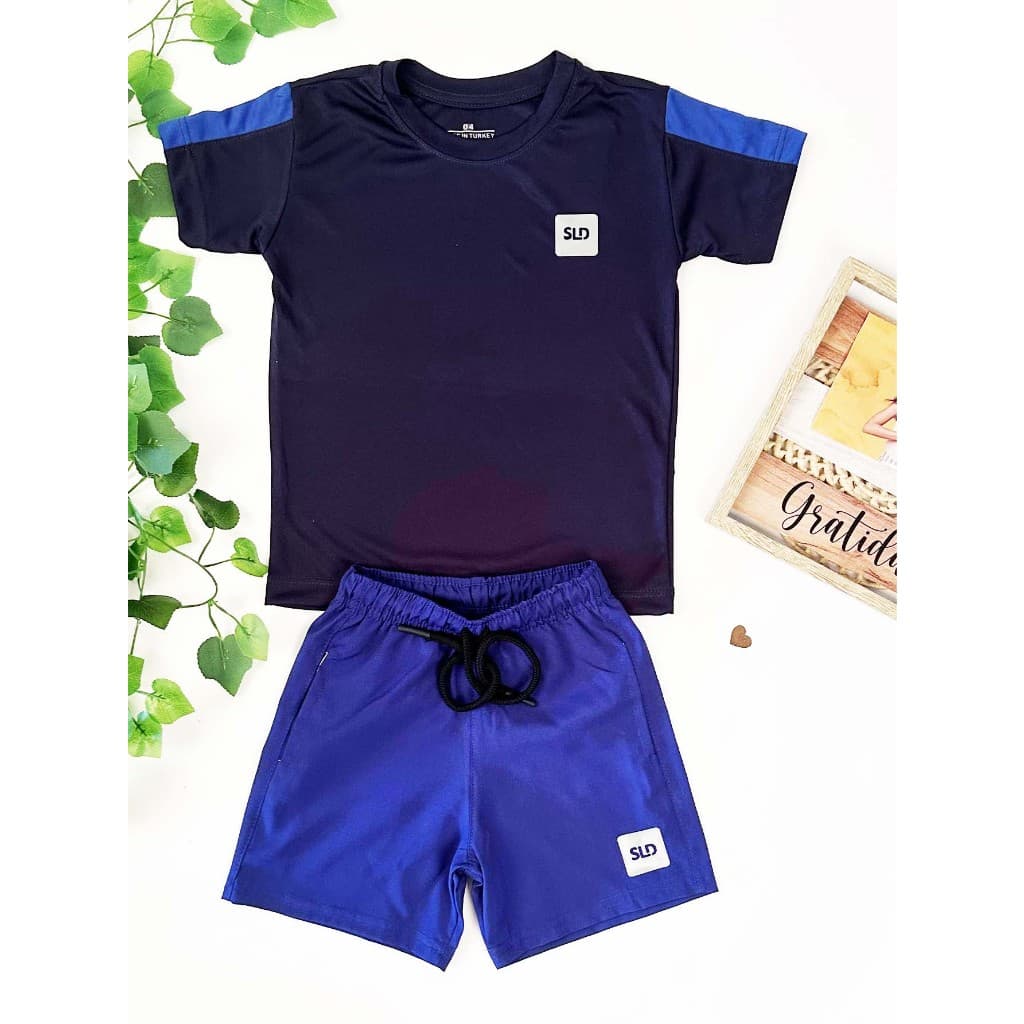 Conjunto Infantil Masculino Camiseta em Malha Dry-Fit Importada e Shorts com Cordão - Super Confortável para o Verão