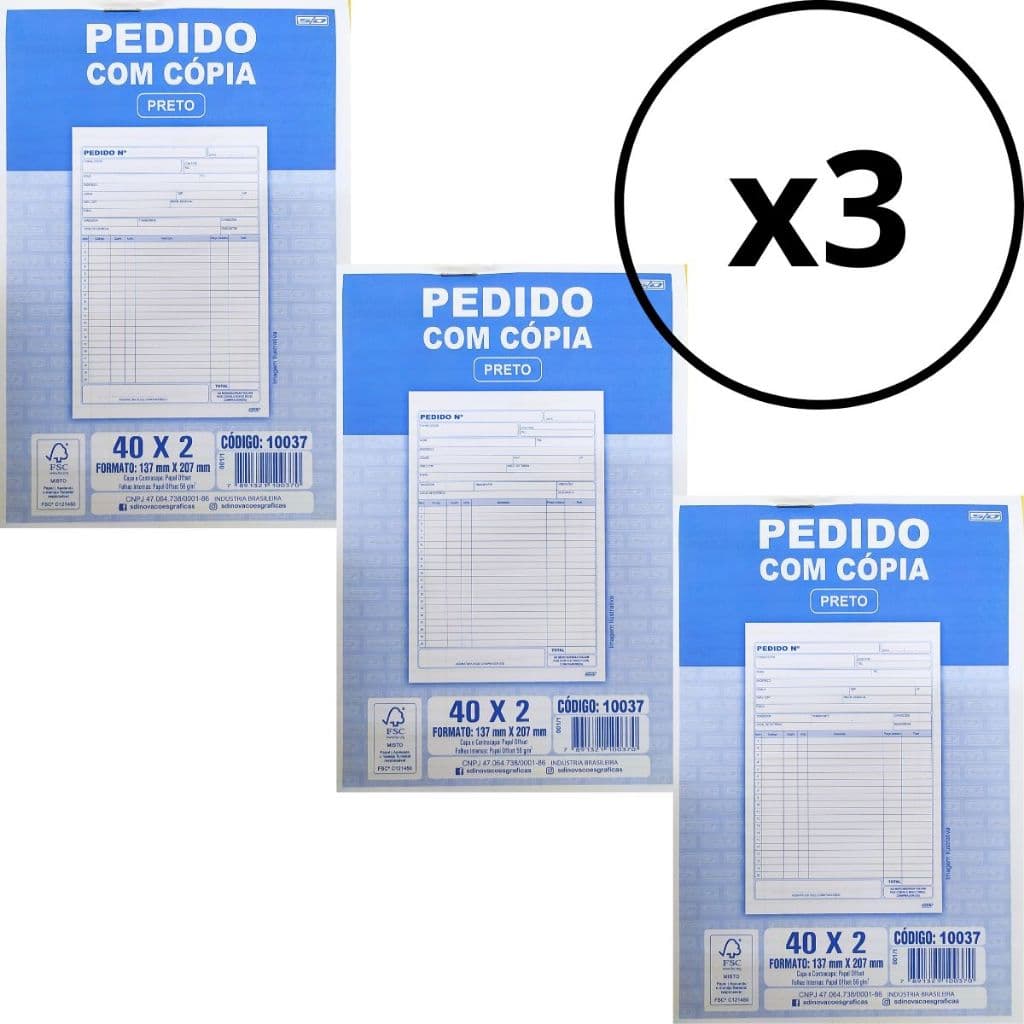 Pedido com Cópia Preto 80 Folhas 137mm X207mm 40X2