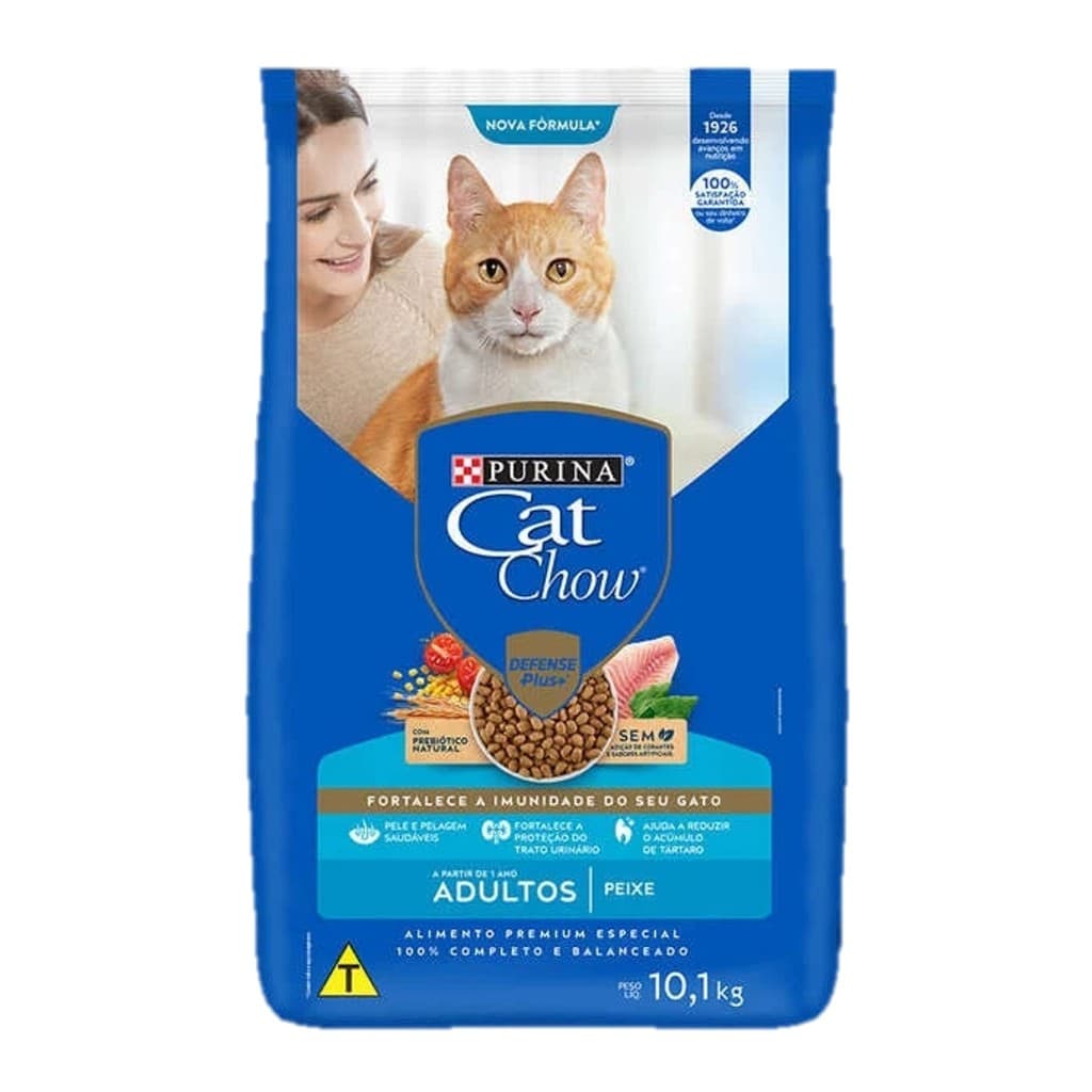 Ração Cat Chow - Gatos Adultos Sabor Peixe 10,1 Kg
