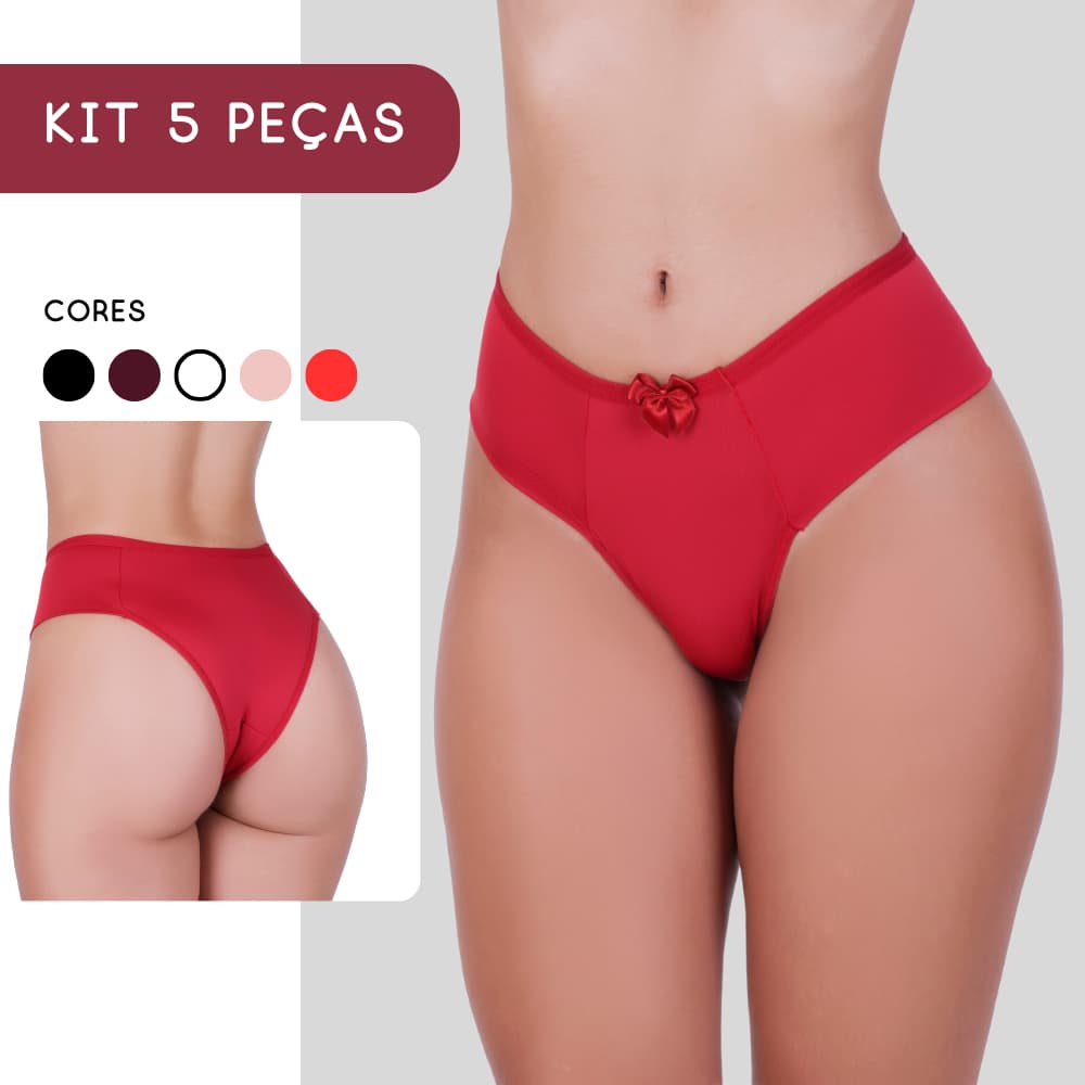Kit 5 Calcinhas Femininas Pala Dupla | Conforto Diário, Cintura Média e Tecido Microfibra 🌈