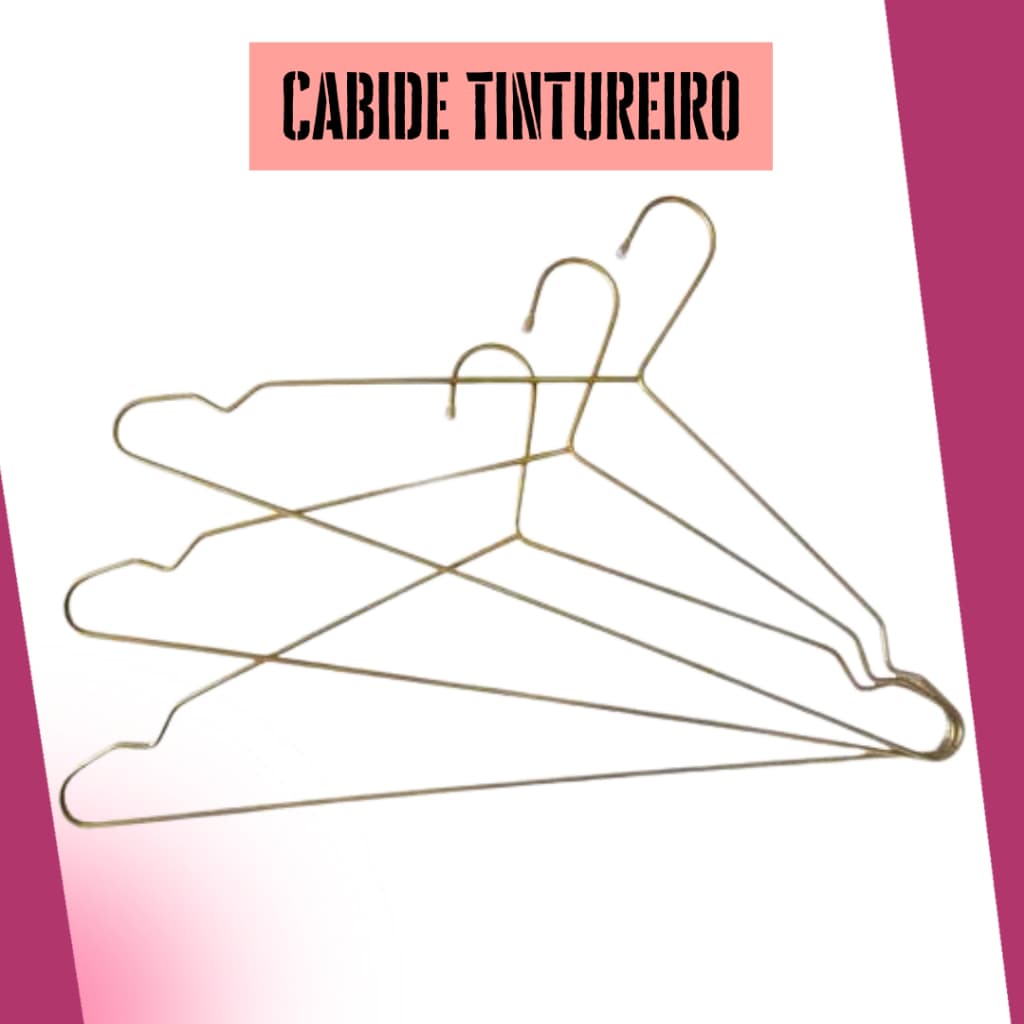 Kit Cabide Cava Tintureiro Dourado 3 Peças