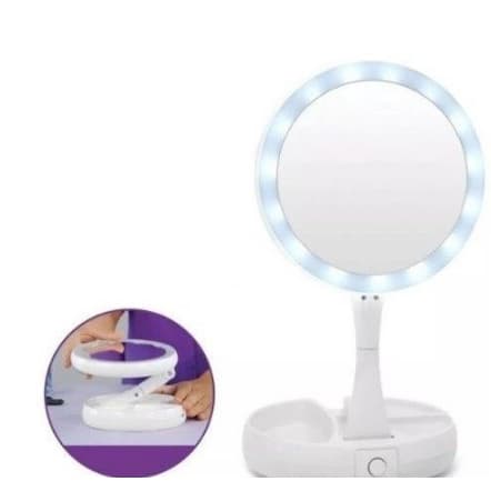 Espelho com Led De Mesa Com Aumento10x Led luz Dobr¡vel Para Maquiagem