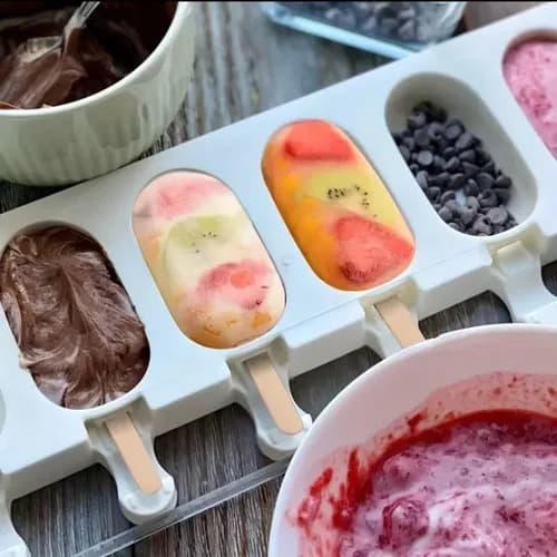 Forma De Picolé Sorvete Silicone Flexível 8 Parte 50 Palitos