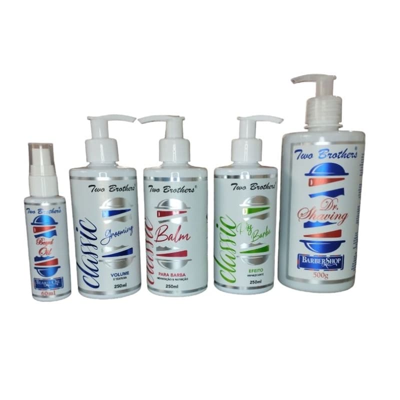 1 Shaving Gel 500ml, 1 Pós Barba 250ml, 1 Balm Classic 250ml, 1 Grooming 250g, 1 Óleo 60ml Beard Oil P/ Barba E Cabelo