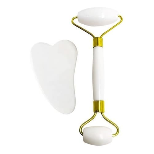 Rolinho Facial Pedra De Quartzo Jade Anti-rugas Skin Care com Gua Sha