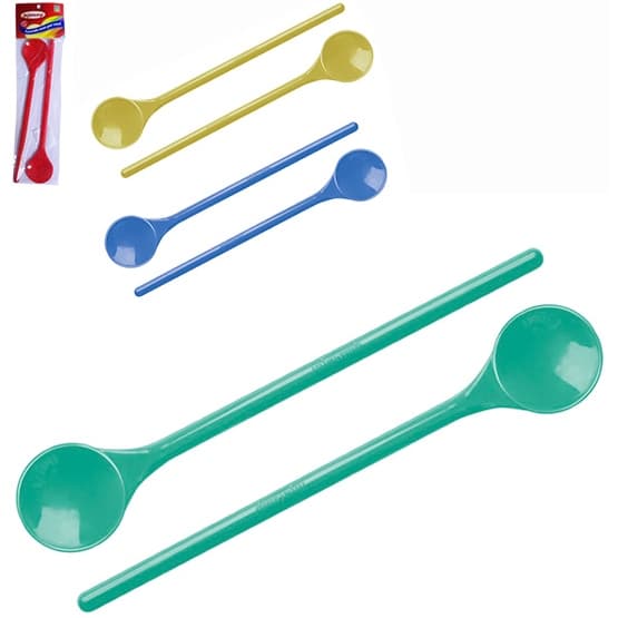 Colher Longa De Suco Plástico Colors 29cm
