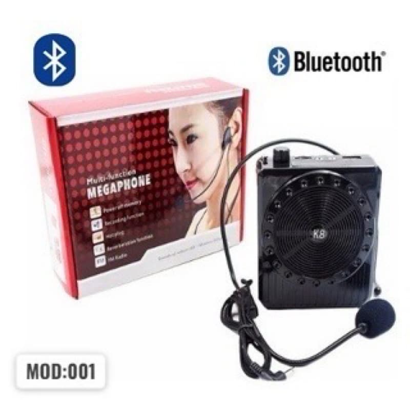 Megafone Amplificador Voz Conexão Bluetooth Microfone Professor Radio FM