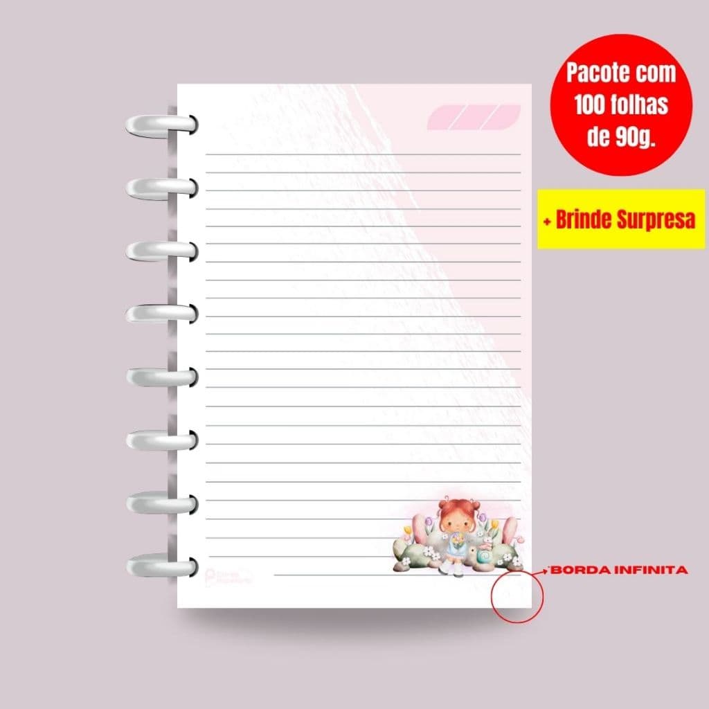 Refil de caderno de disco I Refil para caderno inteligente I 100 folhas de 90g I Coleção Animê