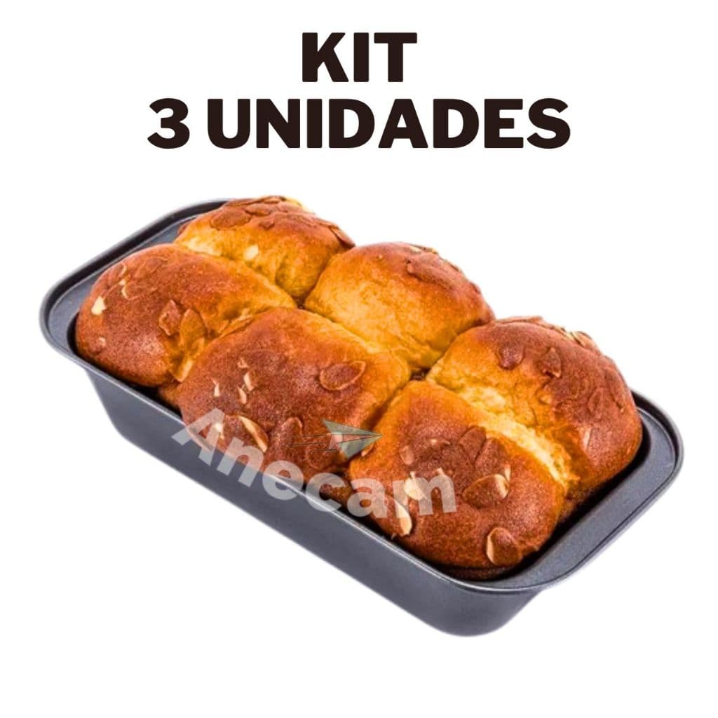 Forma Pão Bolo Assadeira Antiaderente Grande Kit 3 Unidades