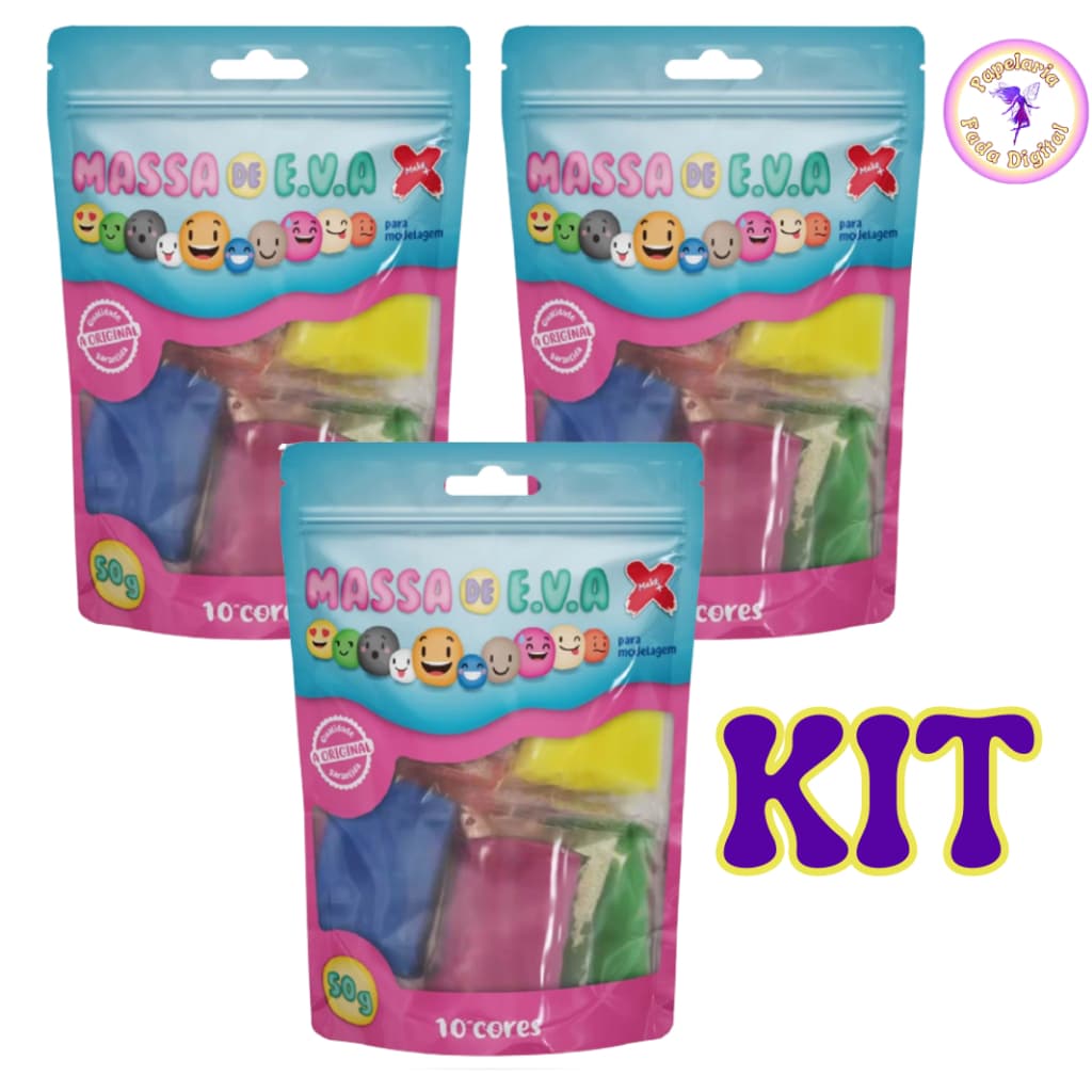 KIT Massa De Eva original Make+ 3 pacotes de 10 unid cada ( 30 pacotinhos cores sortidas )