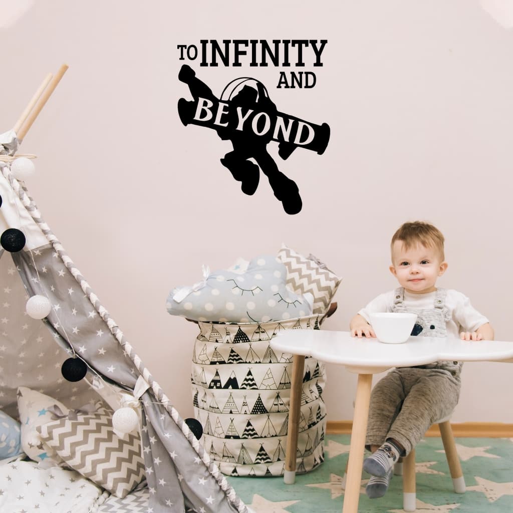 Adesivo Decorativo Frase Inglês To Infinity and Beyond - Ao Infinito e Além Decoração Quarto Infantil