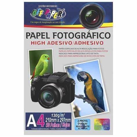 Até 100 PAPEL ADESIVO fotográfico 130G ALTO BRILHO A4 - OFF paper