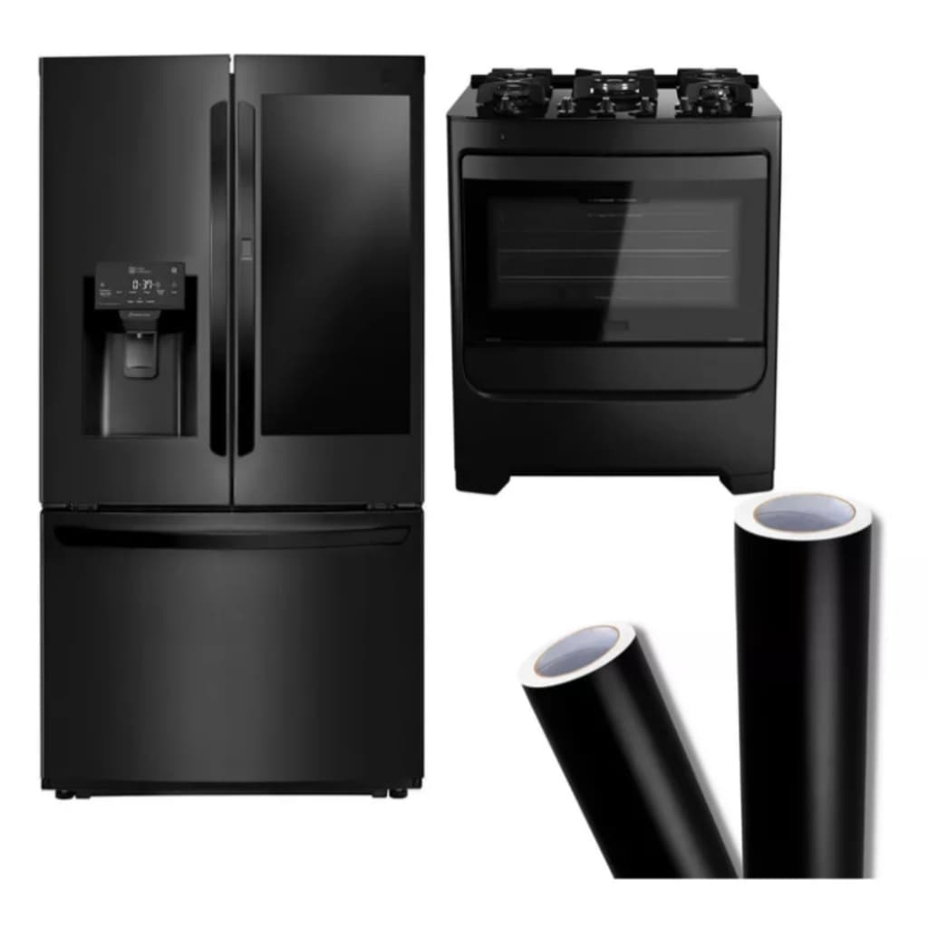 Adesivo Envelopamento Geladeira Armarios Preto Fosco 6m X 1m